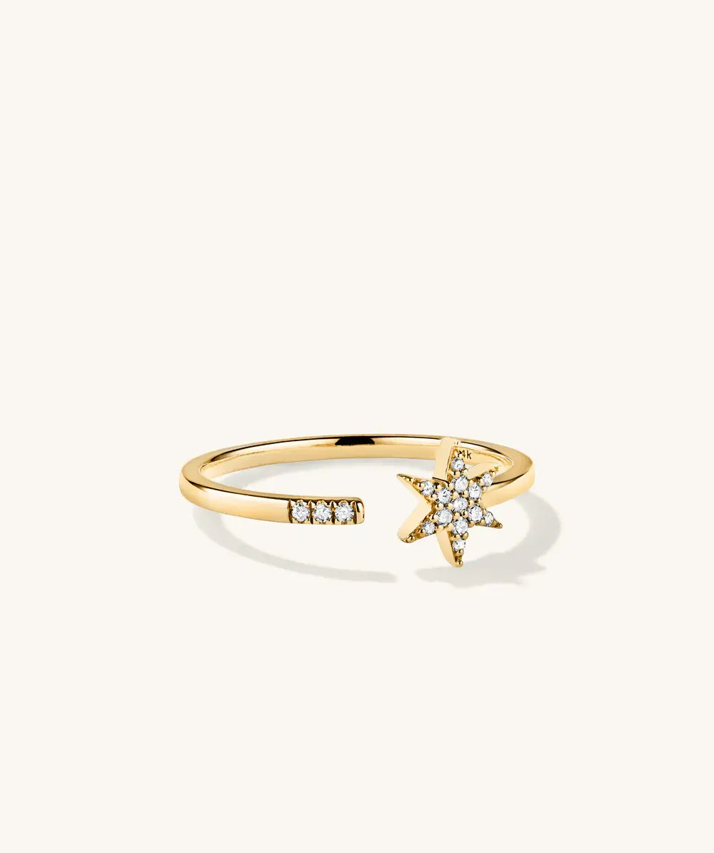 Justerbar guldring med diamant – elegant stjärndesign